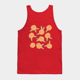 WARM AND SUNNY Boho Retro Bright Floral Botanical Coral Orange Mint Green Cream - UnBlink Studio by Jackie Tahara Tank Top